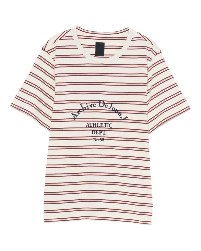 JUUN.J striped logo-print T-shirt - Nude Nude