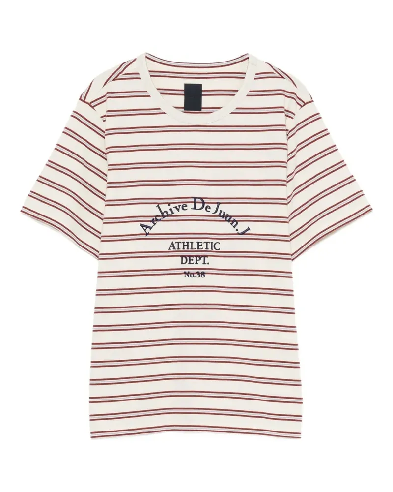 JUUN.J Gestreiftes T-Shirt mit Logo-Print - Nude Nude