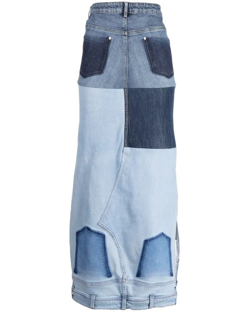A.W.A.K.E. Jeans-Maxirock mit Trompe l'oeil-Effekt - Blau Blau