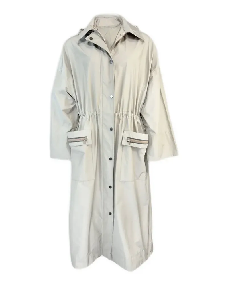 Brunello Cucinelli drawstring-waist hooded coat - Nude Nude