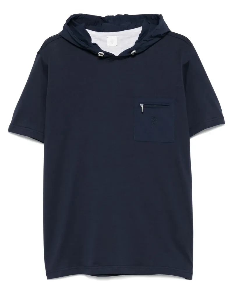 Eleventy T-Shirt mit Logo-Stickerei - Blau Blau