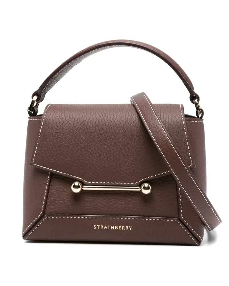 Strathberry Nano Mosaic Tote Bag mit Stabdetail - Braun Braun