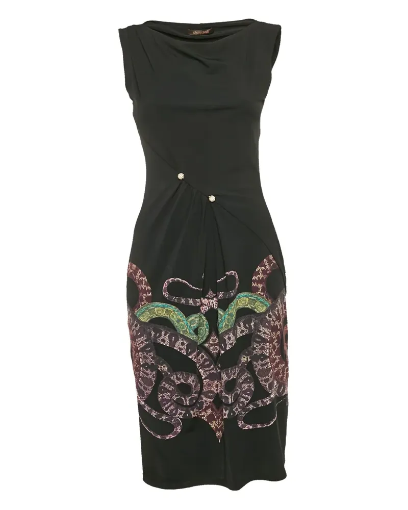 Roberto Cavalli Midikleid mit Schlangen-Print - Schwarz Schwarz