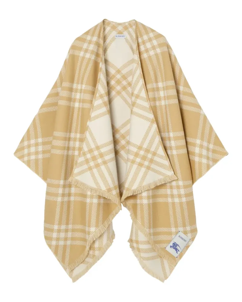 Burberry Check wool silk cashmere cape - Nude Nude