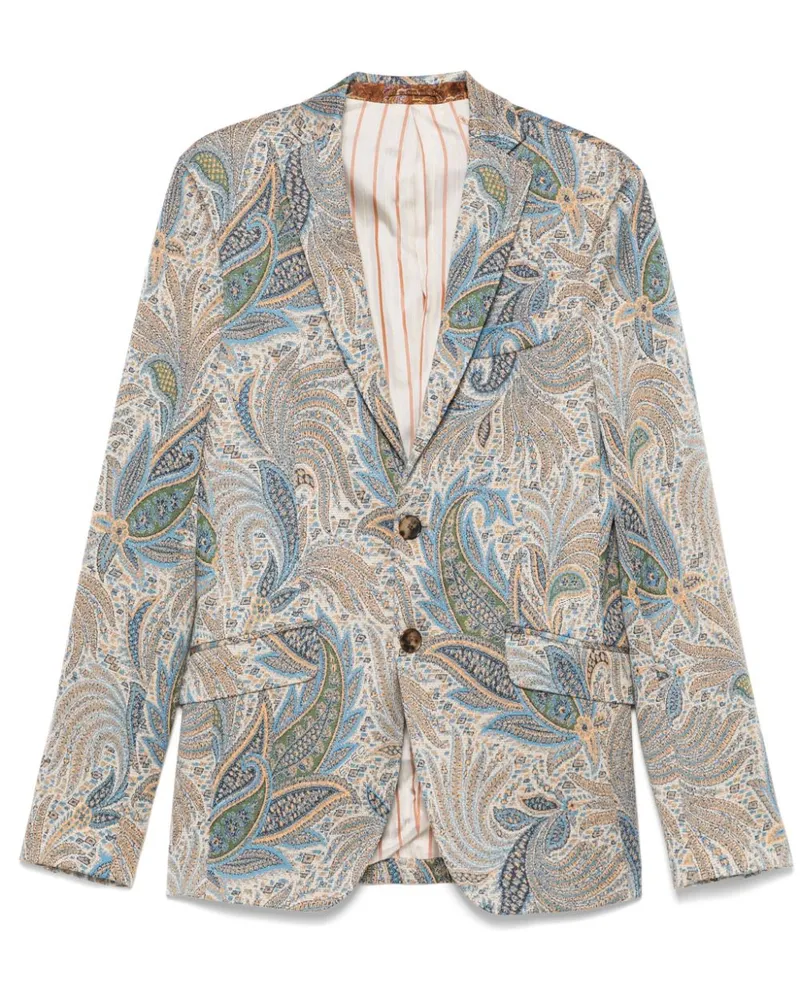 Etro Sakko mit Paisley-Print - Blau Blau
