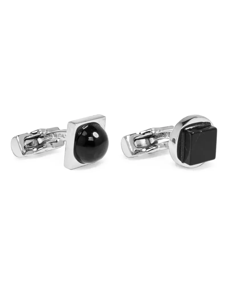 Ferragamo stone-embellished engraved-logo cufflinks - Silber Silber