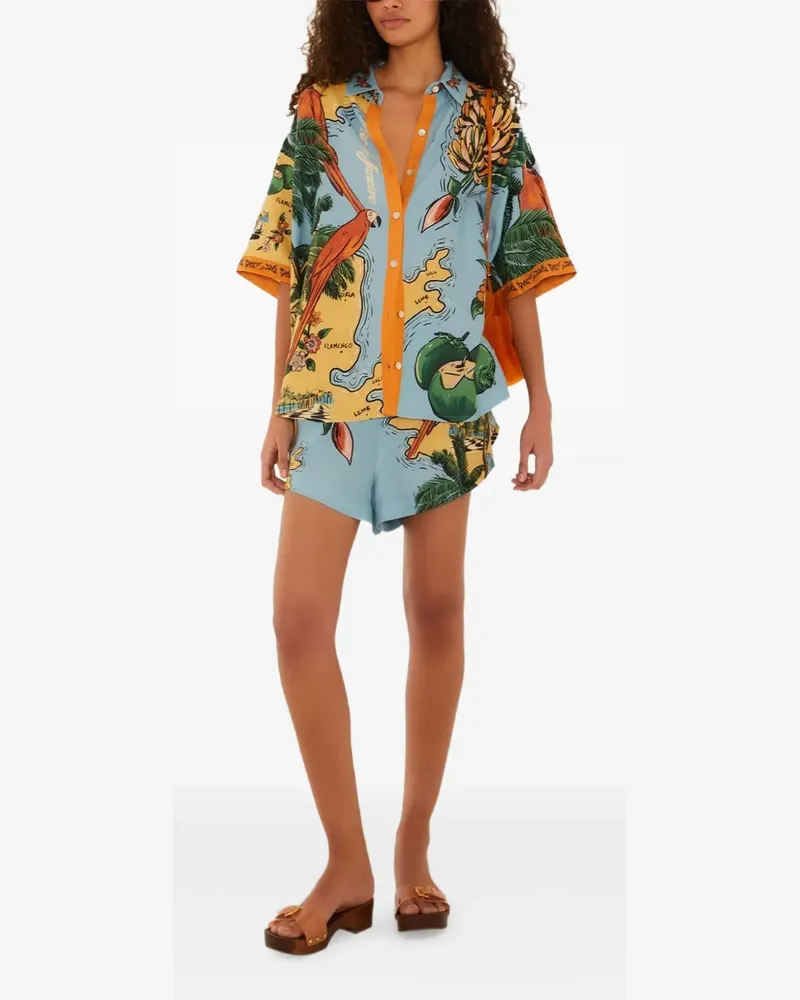 FARM Rio multicolor Beaches Path drawstring shorts - Blau Blau