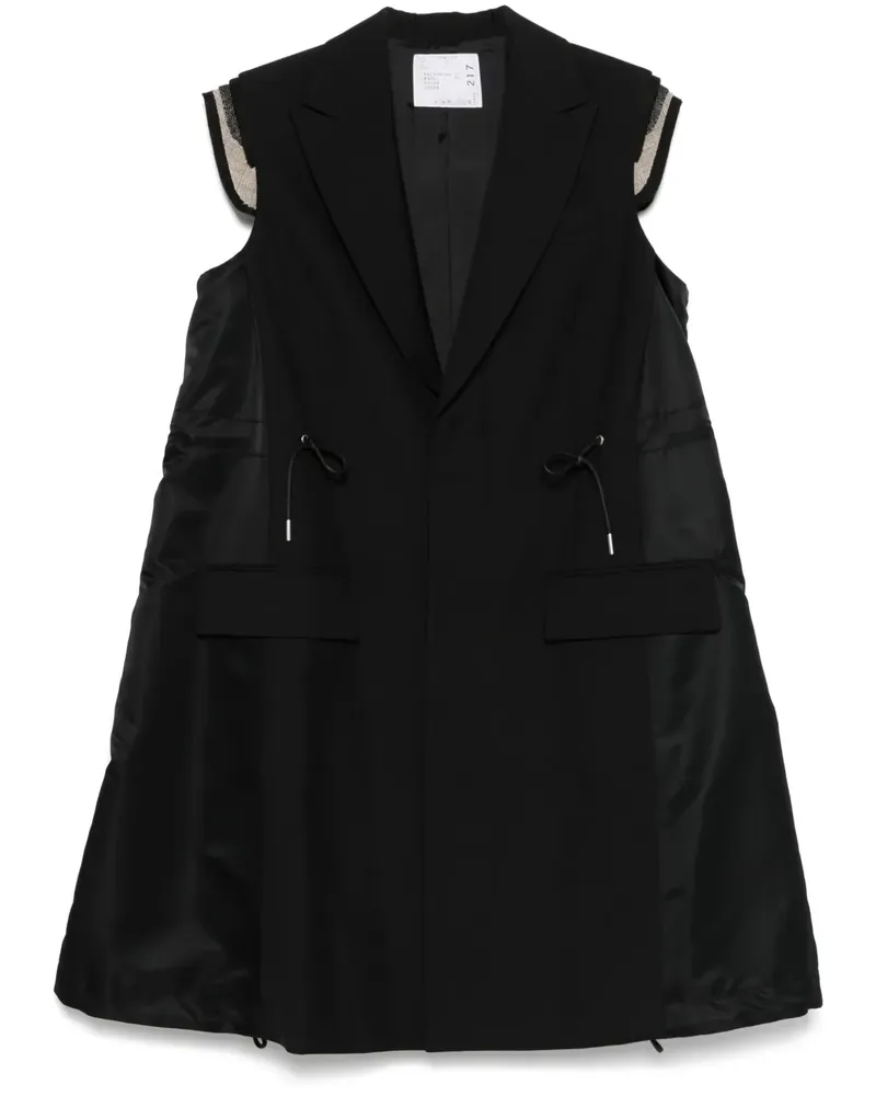 Sacai Ärmelloser Mantel - Schwarz Schwarz