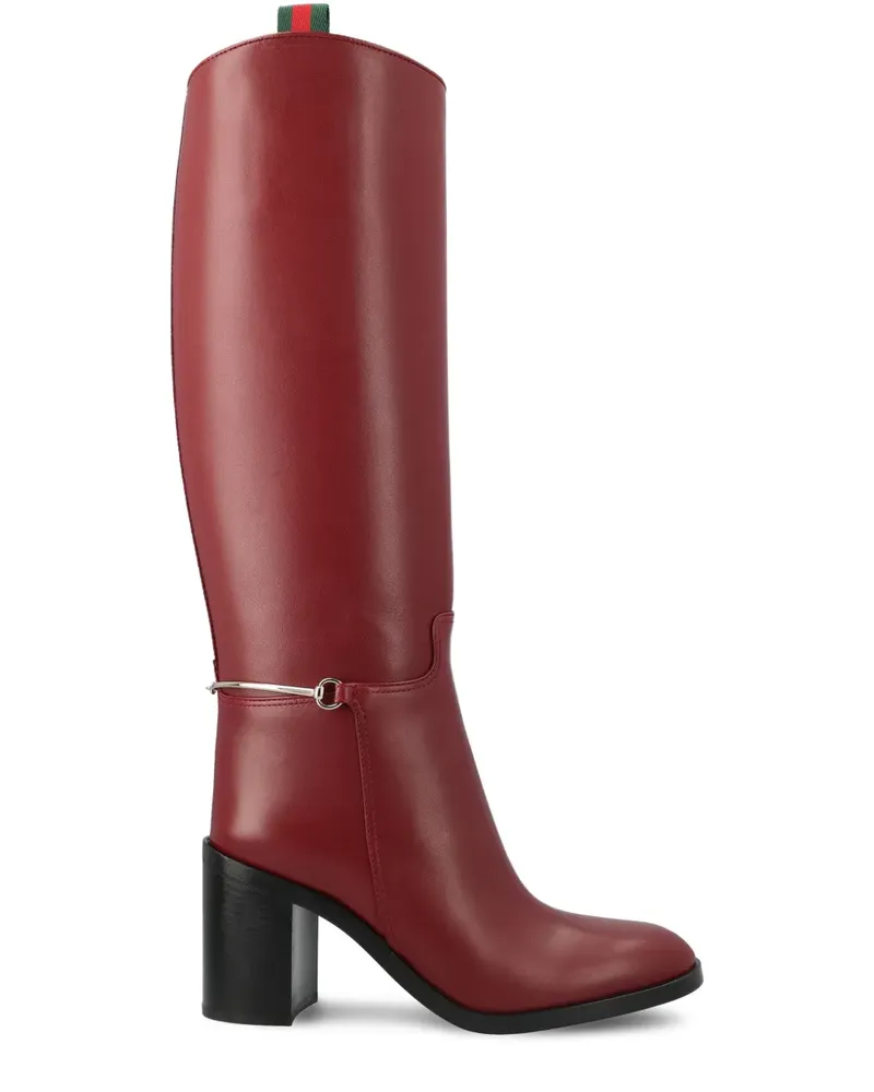 Gucci Kniehohe Stiefel mit Horsebit 85mm - Rot Rot