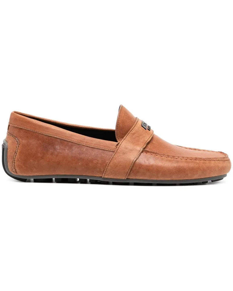 Moschino Loafer mit Logo-Schild - Braun Braun
