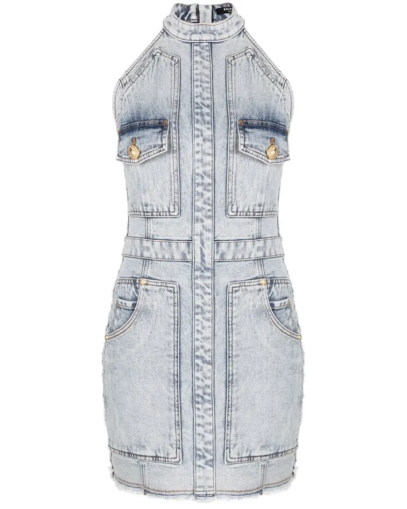 Balmain Jeans-Minikleid mit Kontrasteinsätzen - Blau Blau