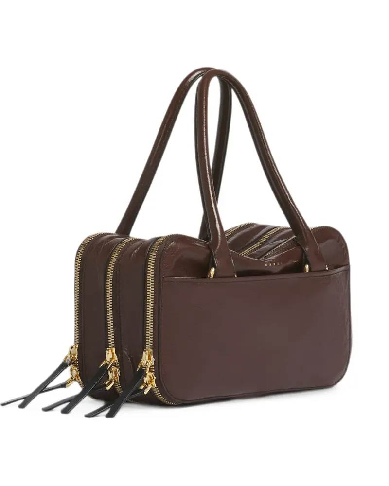 Marni brown leather small Boxyne bag - Braun Braun