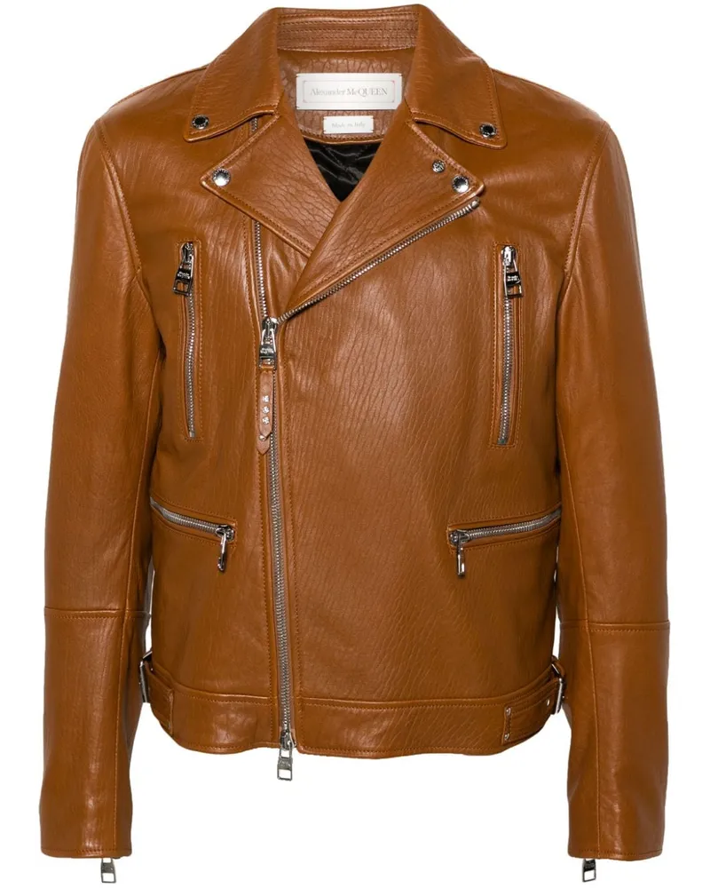 Alexander McQueen Bikerjacke mit Reißverschluss - Braun Braun