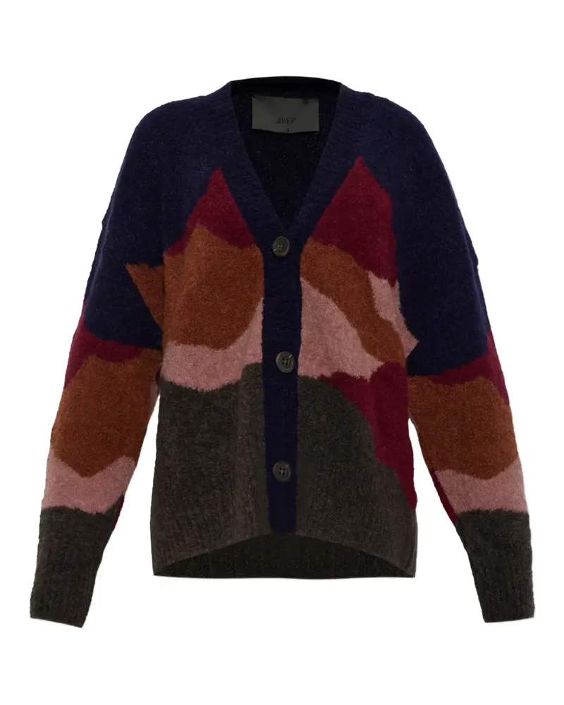 AKEP abstract-pattern V-neck cardigan - Blau Blau