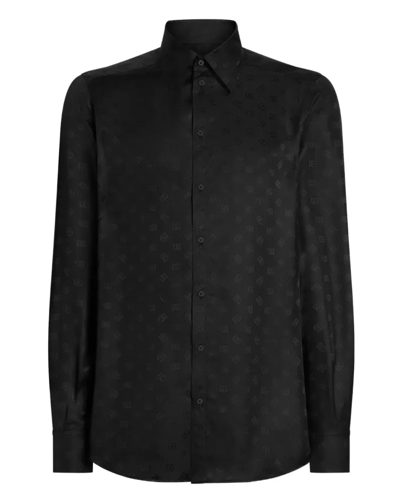 Dolce & Gabbana Seidenhemd mit Monogramm - Schwarz Schwarz