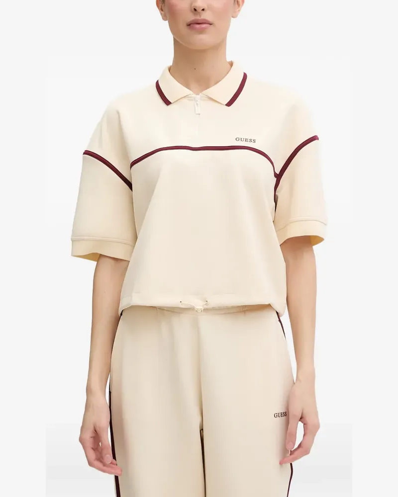Guess piped drawstring-hem polo top - Nude Nude