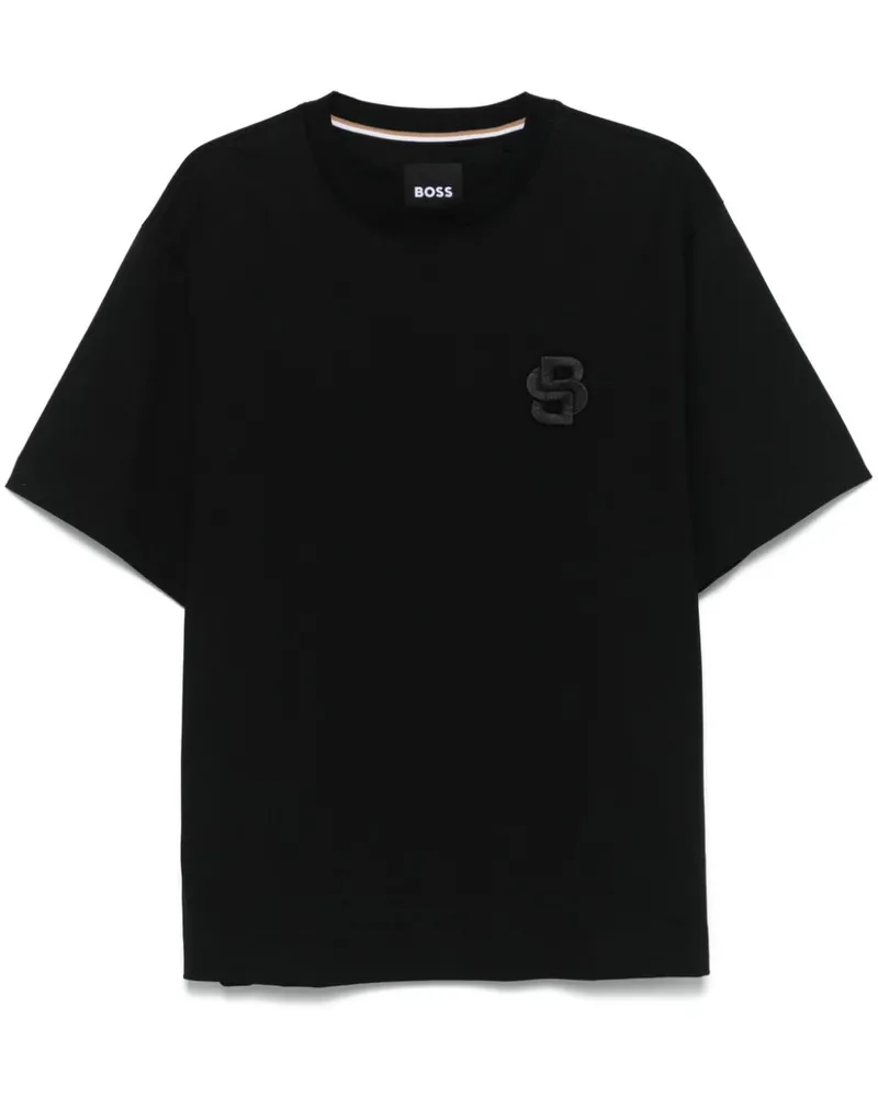 HUGO BOSS T-Shirt mit Logo-Stickerei - Schwarz Schwarz