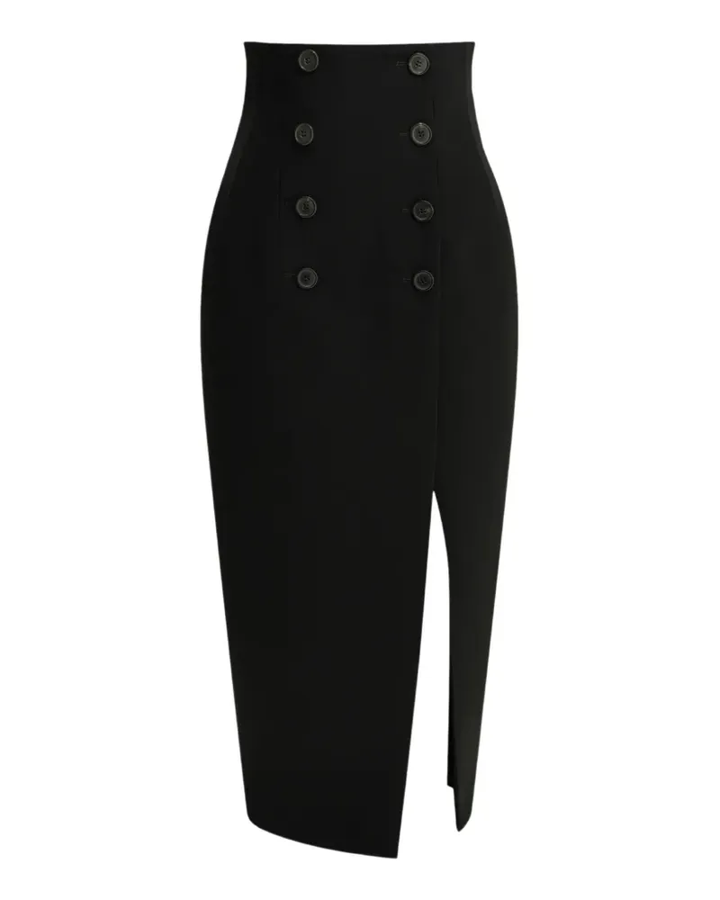 KHAITE Luiza slit-detail midi skirt - Schwarz Schwarz