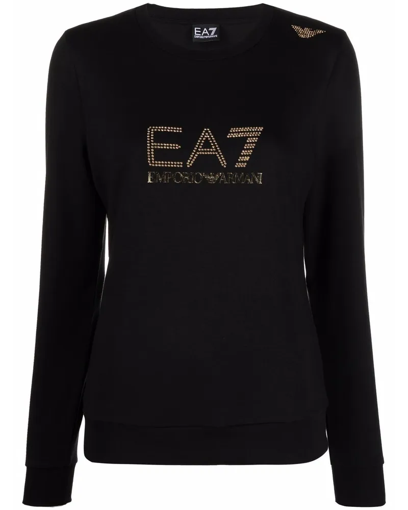 EA7 Langarmshirt mit Nieten - Schwarz Schwarz