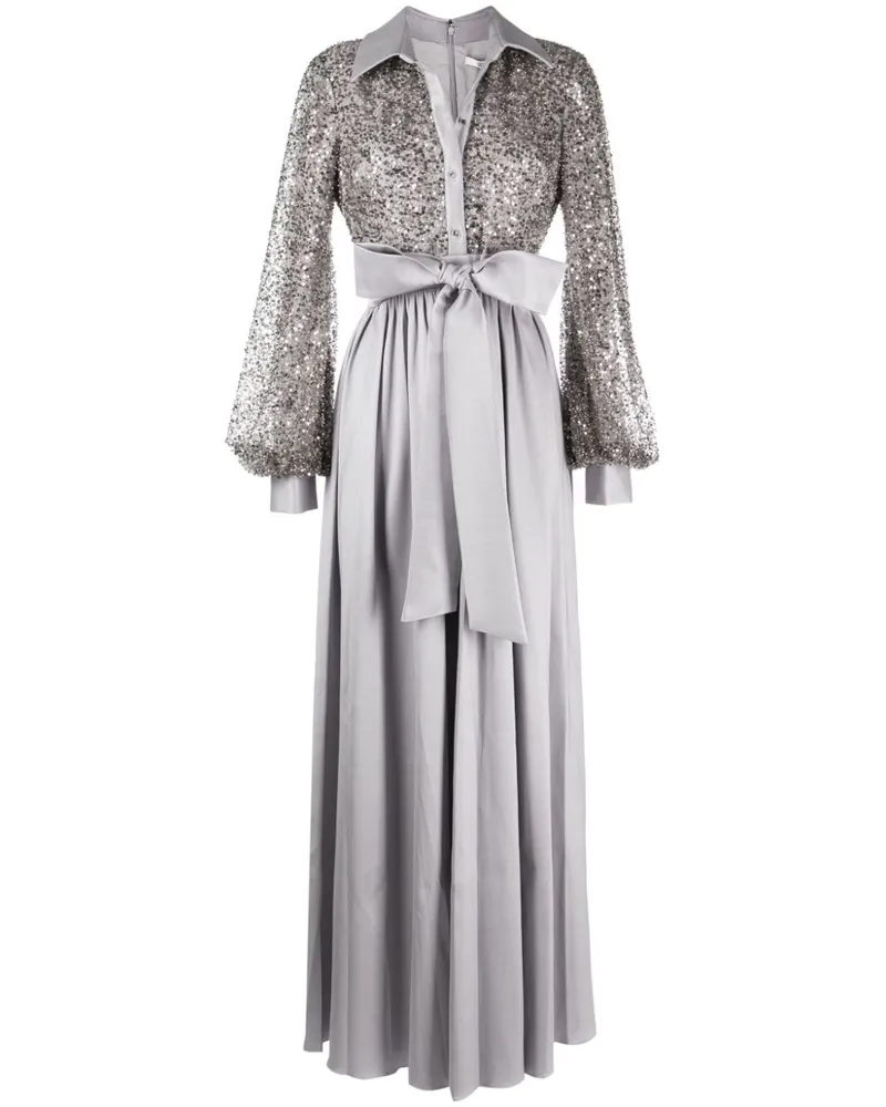 Badgley Mischka Satin-Maxikleid mit Perlen - Violett Violett