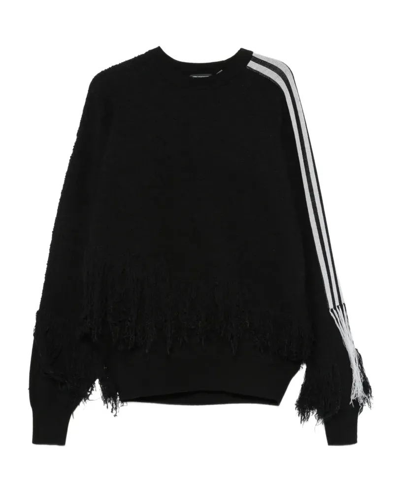 Y-3 fringed-detail side-stripe sweatshirt - Schwarz Schwarz