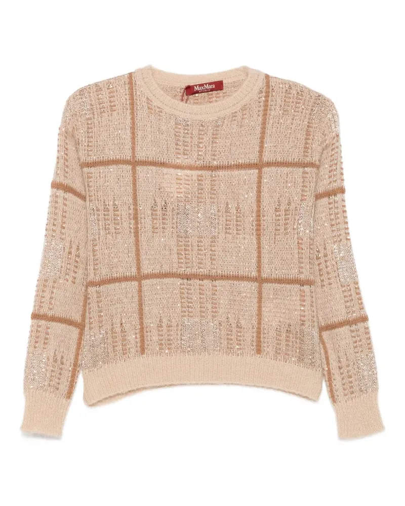 Max Mara Pullover mit Pailletten - Nude Nude