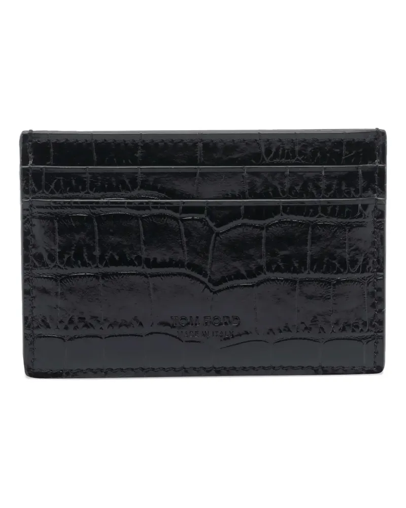 Tom Ford Kartenetui mit Kroko-Optik - Schwarz Schwarz