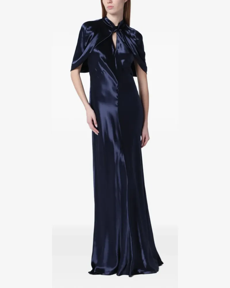 Alberta Ferretti cape detail maxi dress - Blau Blau