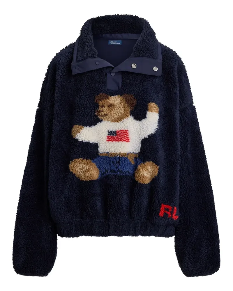 Ralph Lauren Polo Bear Poloshirt mit Fleece-Struktur - Blau Blau