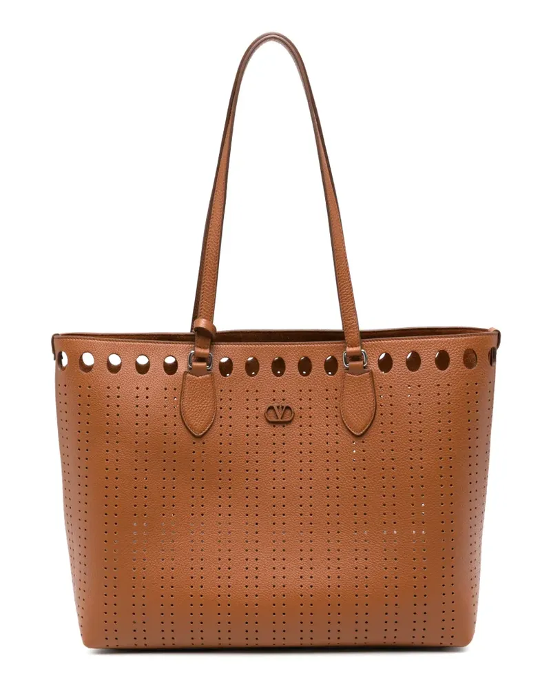 Valentino Garavani Perforierte Tote Bag mit Logo - Braun Braun