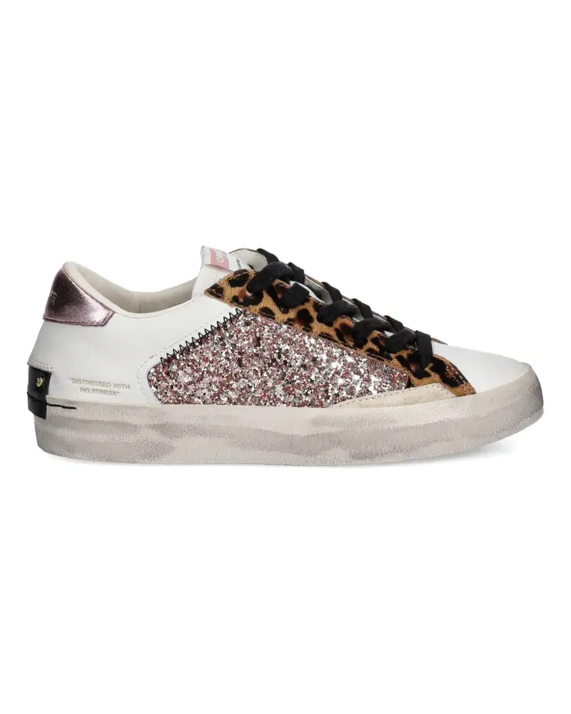 Crime Sneakers mit Leoparden-Print im Glitter-Look - Weiß Weiß