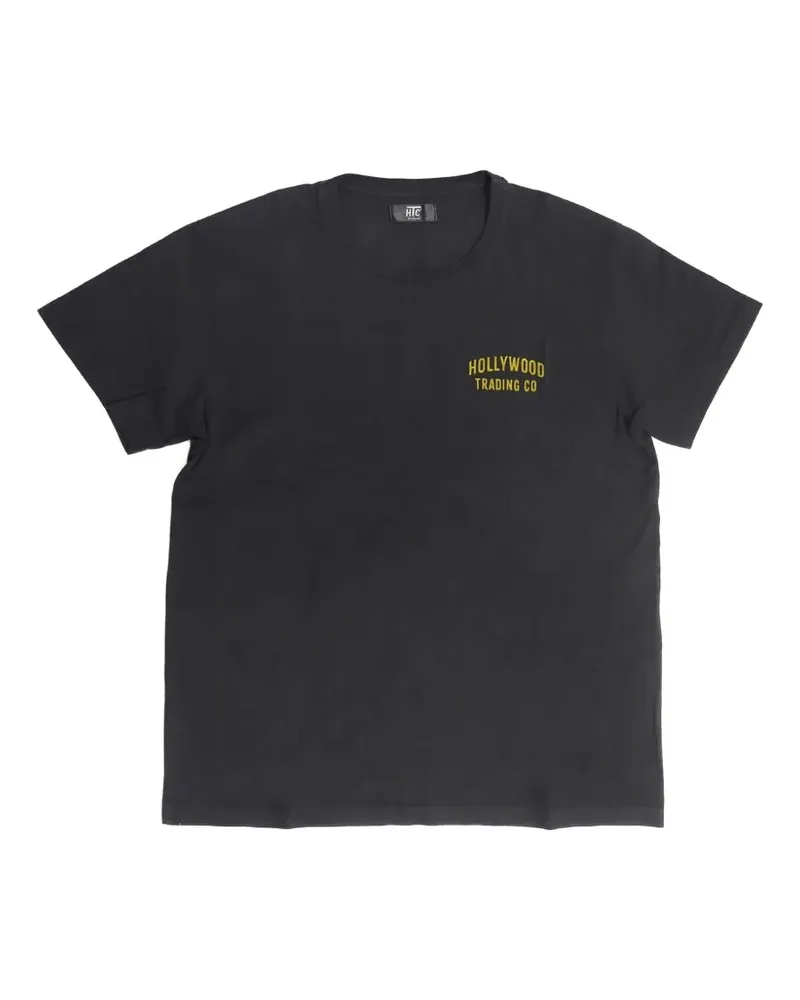 HTC Hollywood Trading Company T-Shirt mit geflocktem Print - Schwarz Schwarz