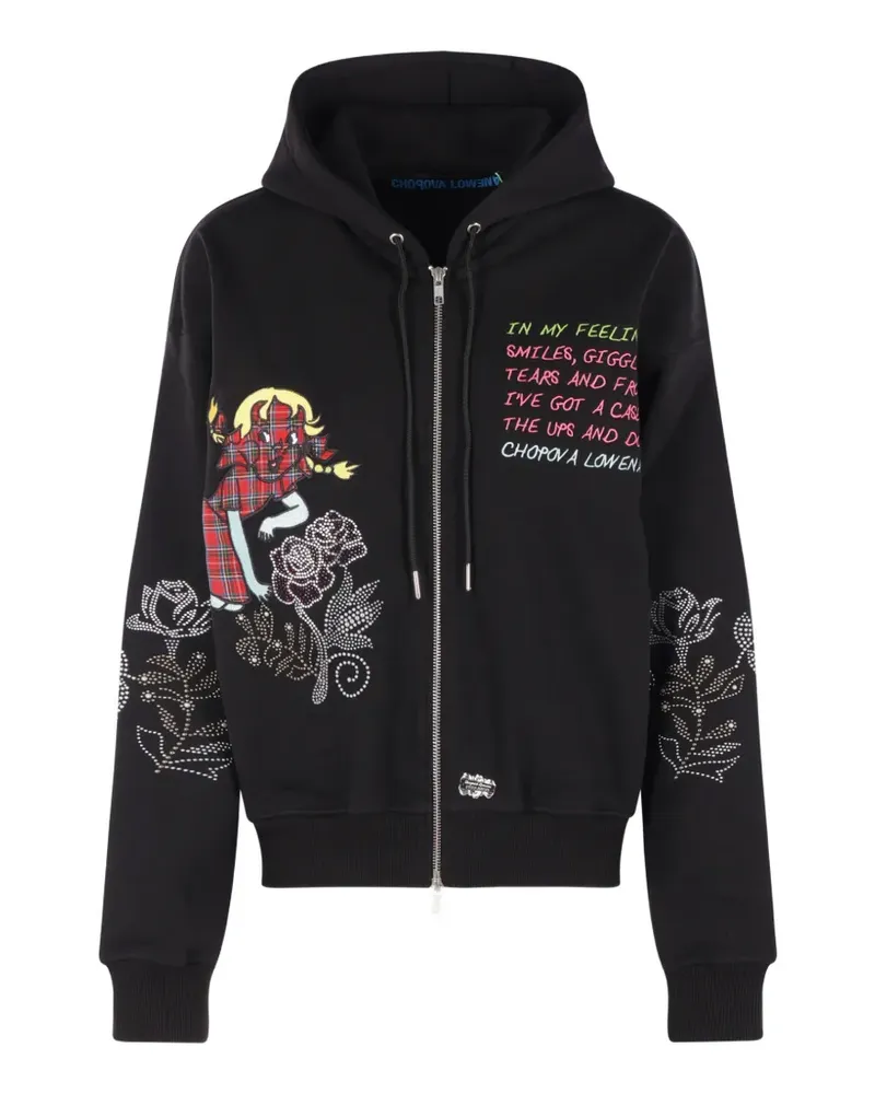 CHOPOVA LOWENA Feelings Panic Kapuzenjacke mit grafischem Print mit Reißverschluss - Schwarz Schwarz