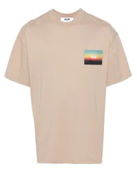 MSGM T-Shirt mit Logo-Stickerei Nude