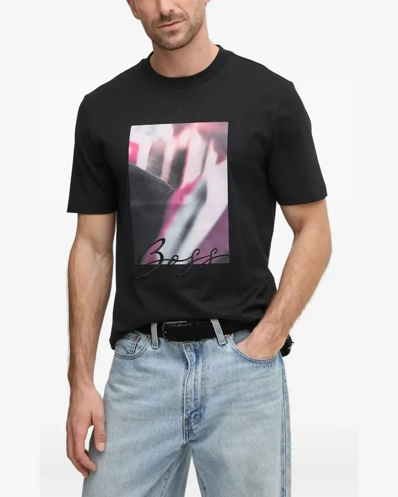 HUGO BOSS T-Shirt mit grafischem Print - Schwarz Schwarz