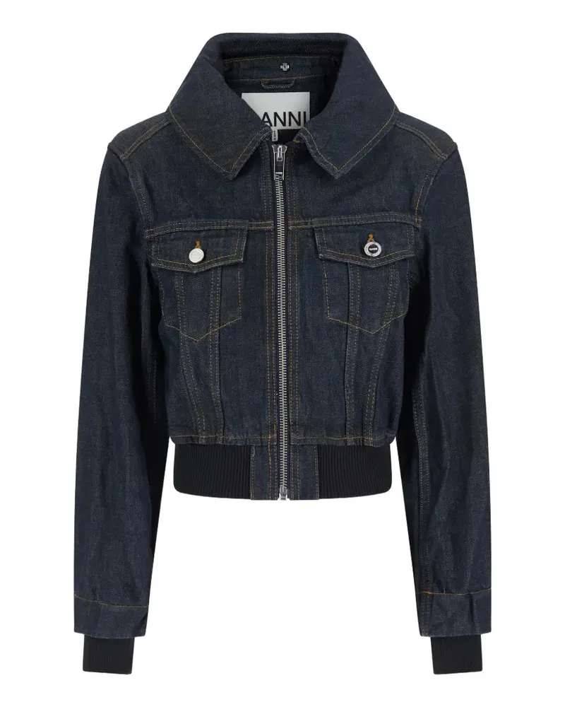 Ganni Jacke mit Shearling-Kragen - Blau Blau