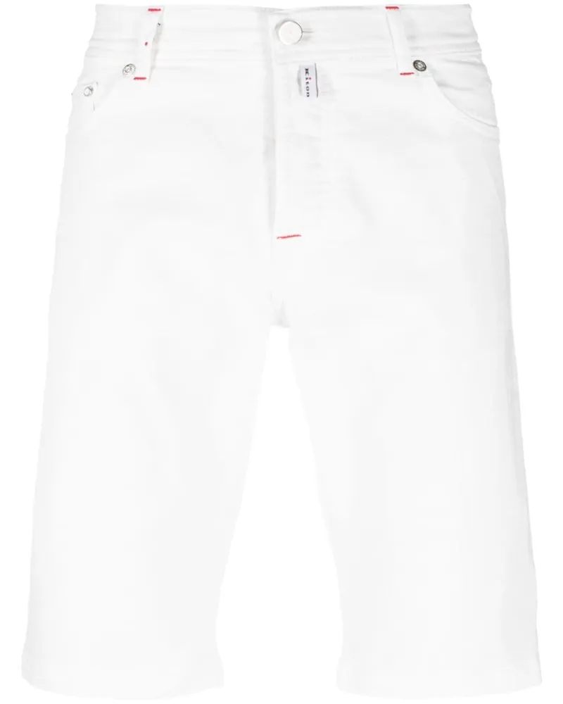 Kiton Jeans-Shorts mit Logo-Patch - Weiß Weiß