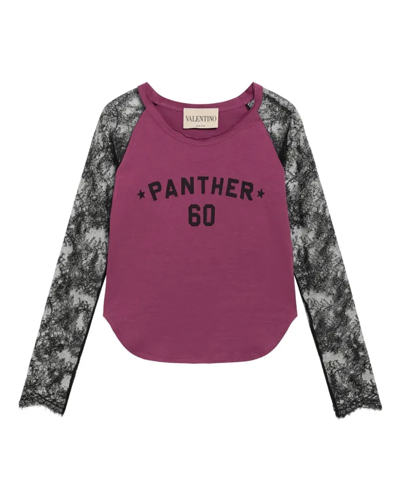 Valentino Garavani T-Shirt mit Spitzenärmeln - Violett Violett