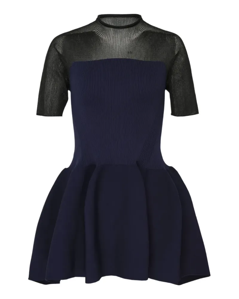 CFCL sheer-panel flared-skirt sweater - Blau Blau