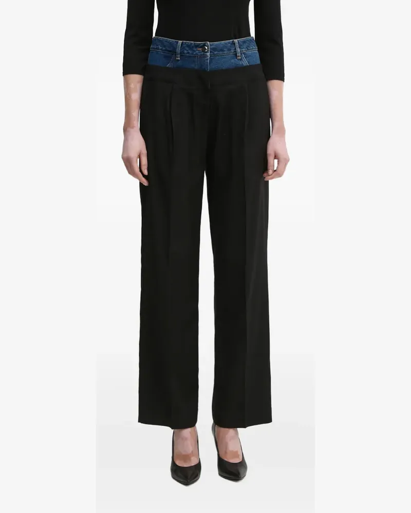 Sisley Hose mit Jeanseinsätzen - Schwarz Schwarz