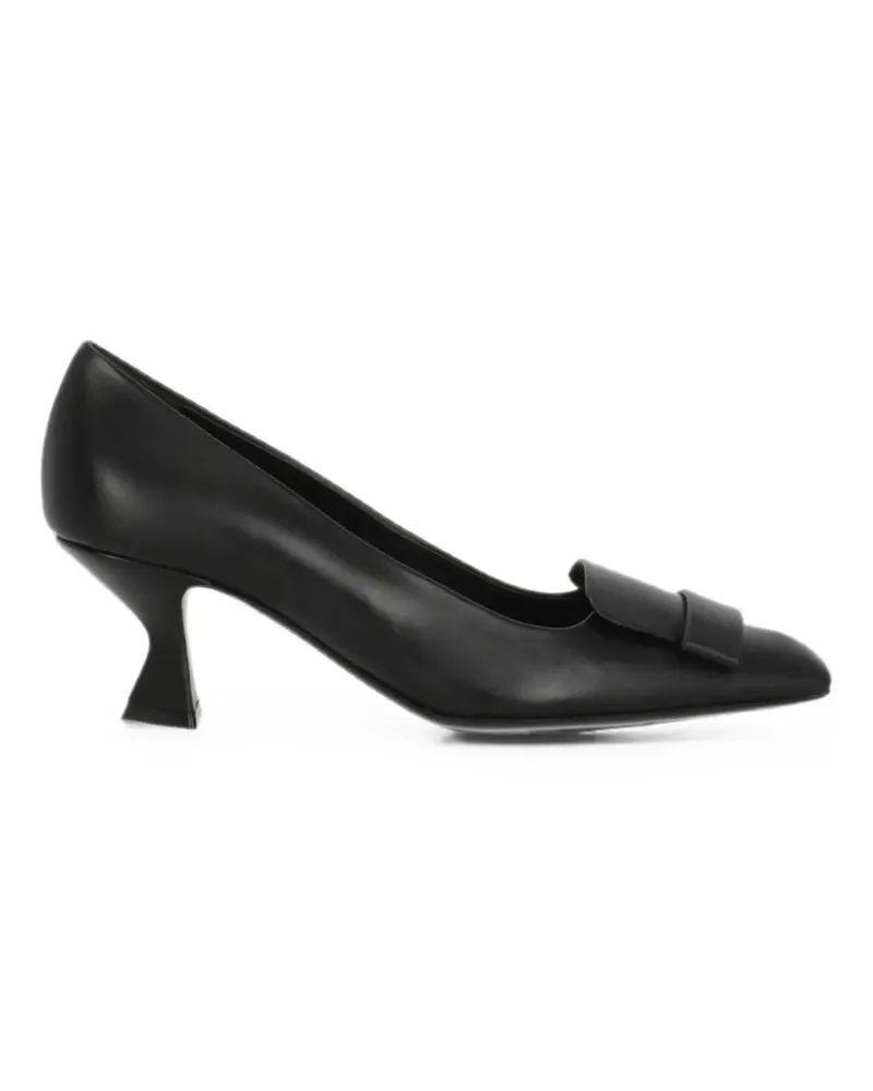 Sergio Rossi plaque-detail squared-toe heeled pumps - Schwarz Schwarz