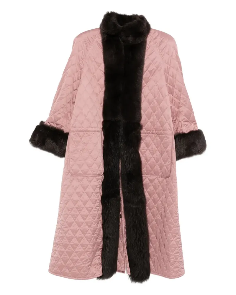 Chloé shearling-trim quilted coat - Rosa Rosa
