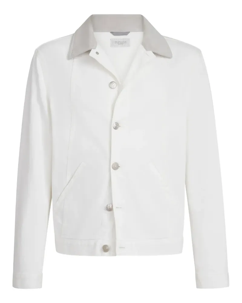 Brunello Cucinelli Jeansjacke mit Knopfleiste - Weiß Weiß