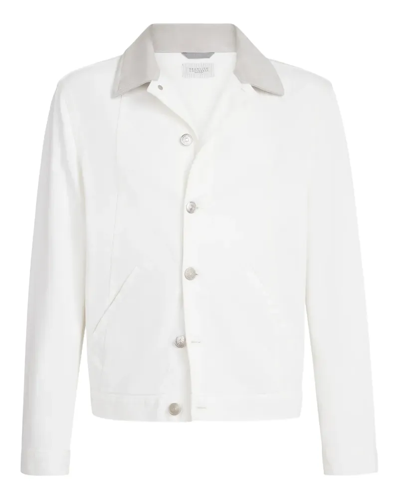 Brunello Cucinelli Jeansjacke mit Knopfleiste - Weiß Weiß