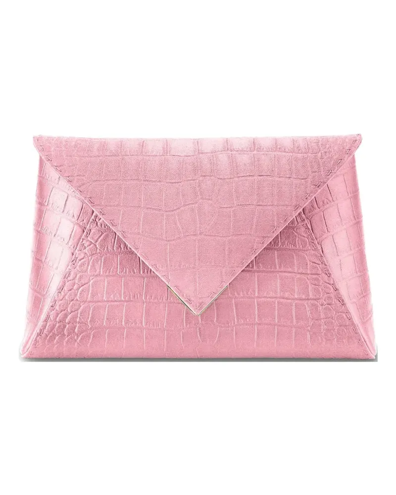 Tyler Ellis Lee Pouchet crocodile-effect clutch bag - Rosa Rosa