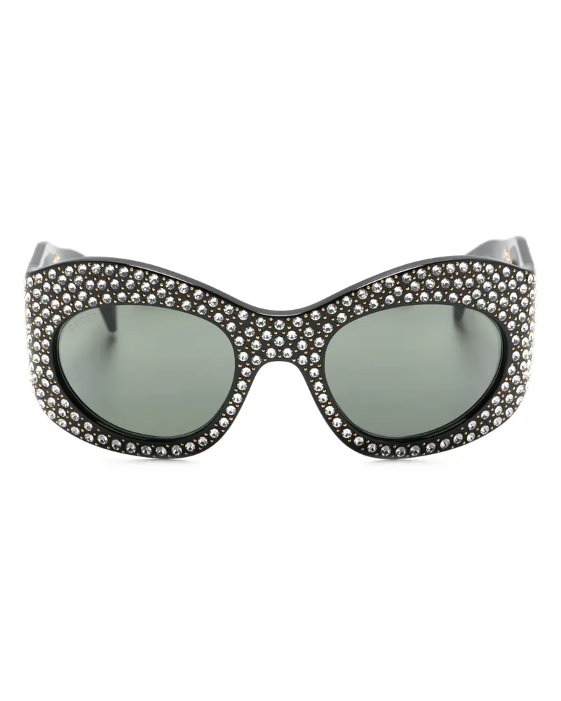 Gucci Runde Sonnenbrille mit Kristallen - Schwarz Schwarz
