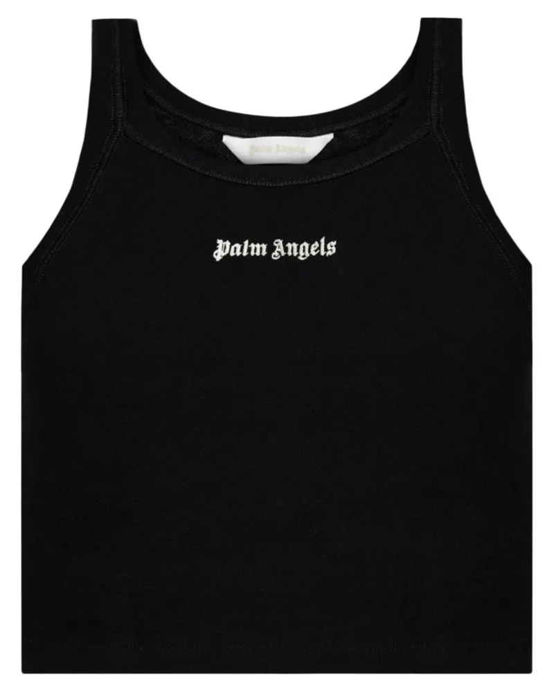 Palm Angels Geripptes Trägershirt mit Logo - Schwarz Schwarz