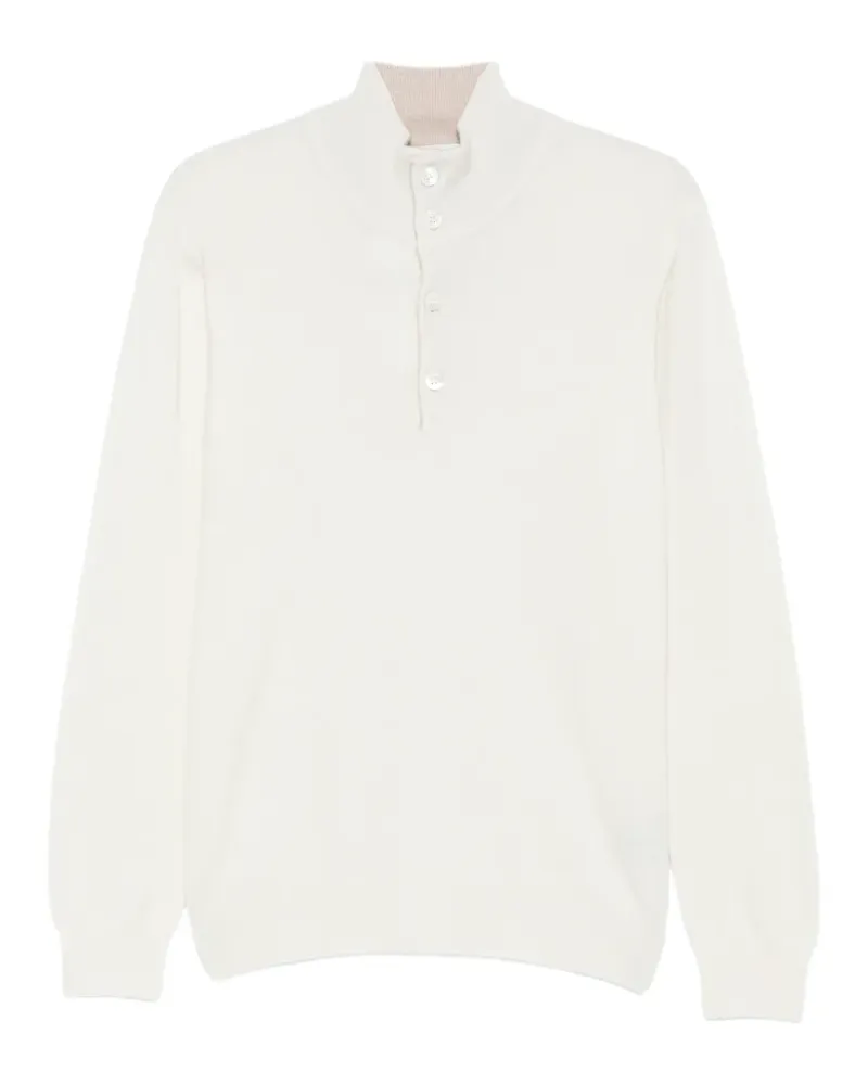 Della Ciana Geknöpfter Pullover mit Stehkragen - Weiß Weiß