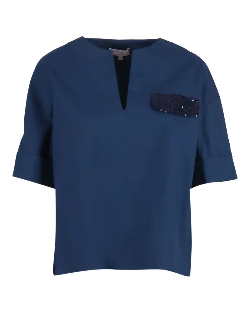 Antonelli Firenze sequin-embellished chest-pocket T-shirt - Blau Blau