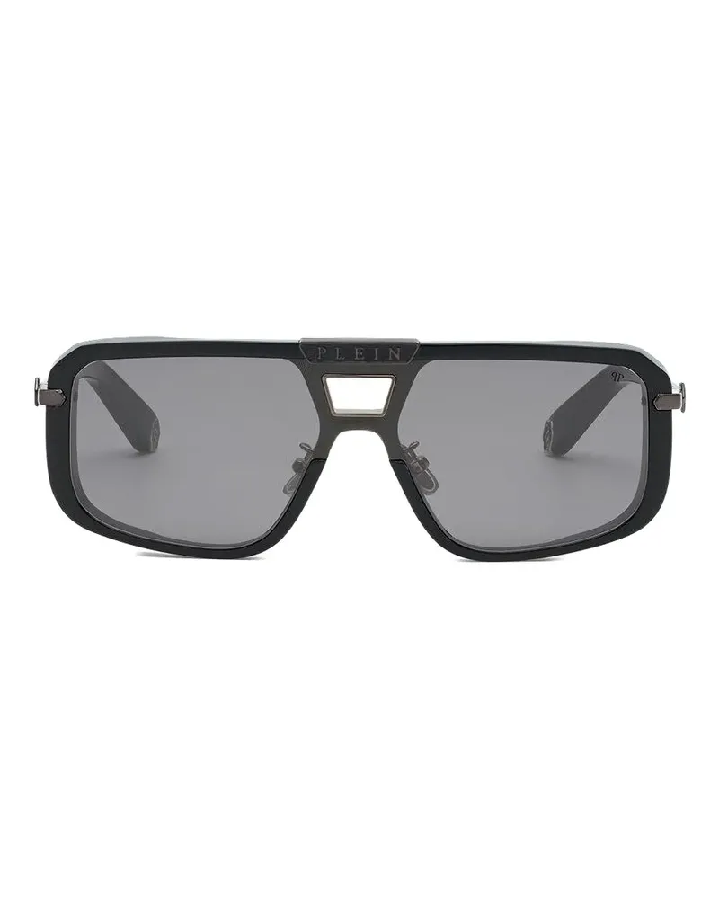 Philipp Plein Sonnenbrille mit Oversized-Gestell - Schwarz Schwarz